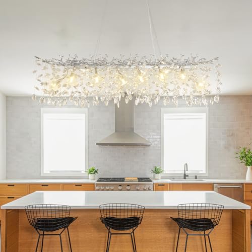 47" Silver Crystal Chandelier