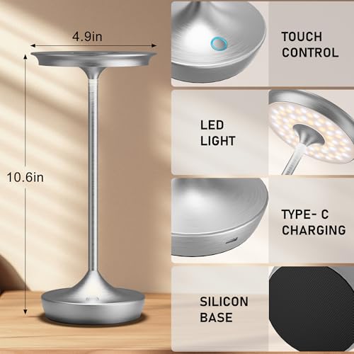 LED Rechargeable Cordless Outdoor 6000mAh Battery Table Lamp 2 (2 Count)