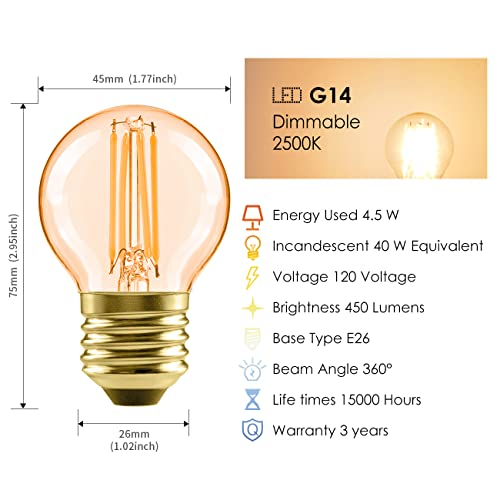 G14 LED Globe Light Bulb Dimmable (6 Count)