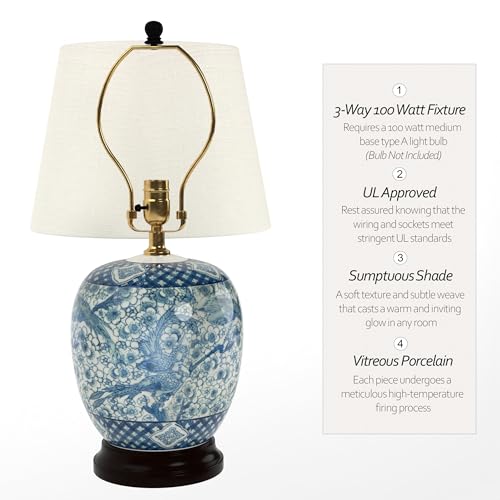 20" Classic Blue & White Porcelain Jar Lamp