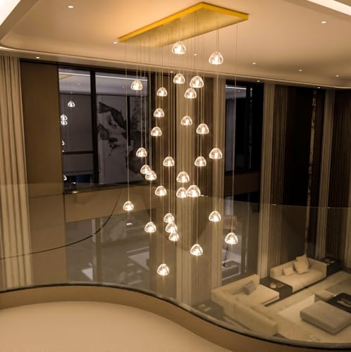 LED Rectangular Chandeliers for Living Room Dining Room Light Dimmable High Ceiling Pendant Lights Fixtures Lighting 26