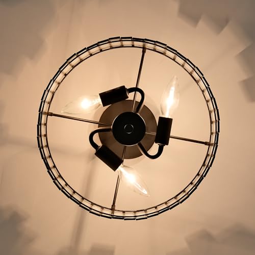Black Ceiling Light Fixture in Drum Shape
