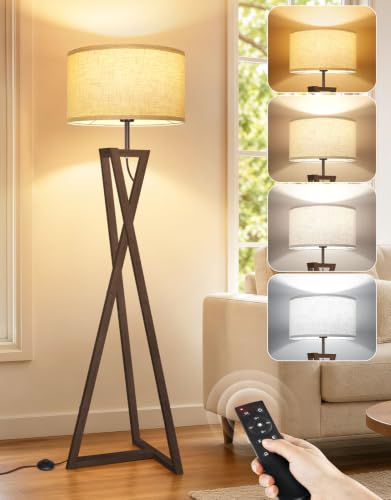 62" Wood Tripod Floor Lamp (Espresso Walnut)