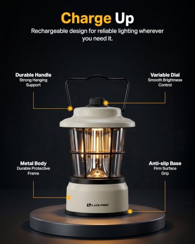 Rechargeable Retro Outdoor Lantern LED Camping Lantern (2 Count)