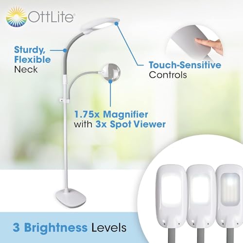 EasyView LED Floor Lamp with Optical Grade Magnifier