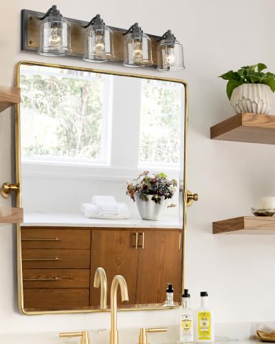 32" 4 Light Farmhouse Bathroom Vanity Light with Bubble Glass