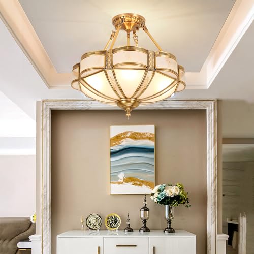 24 Inch Brass Flush Mount Chandelier
