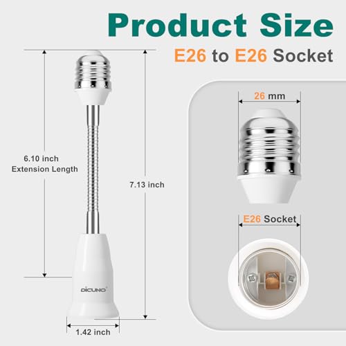E26 Light Socket Extender 6.1'' (2 Count)