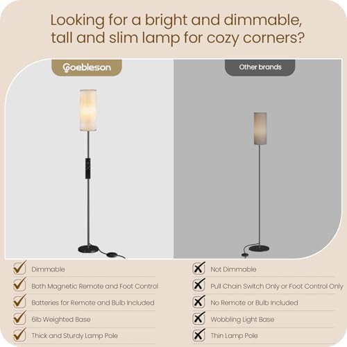 Dimmable Floor Lamp for Living Room with Remote and Foot Switch