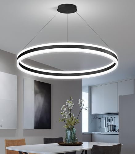 D31.5'' Modern Ring Chandelier for Dining Room LED Dimmable Pendant Lighting High Ceiling Chandelier for Living Room Foyer Bedroom Entryway 3000K