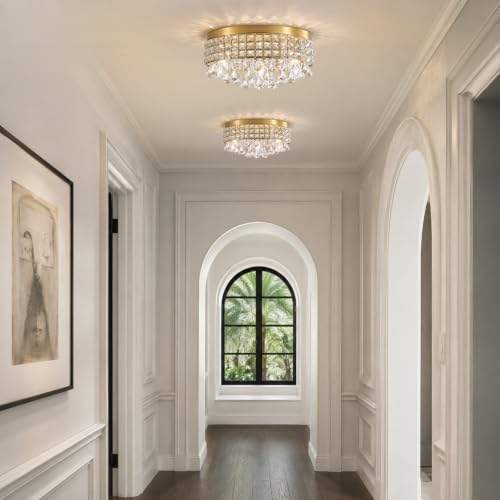 Gold Crystal Flush Ceiling Lights (Elegant Gold)