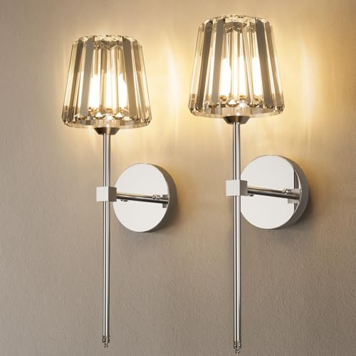Crystal Battery Operated Wall Sconces Set of 2 (2 Count)