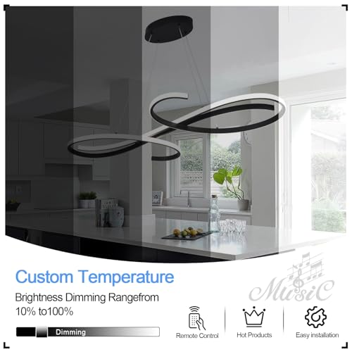 Large Led Chandeliers for Dining Room Light Fixture Modern Led Pendant Lighting for Kitchen Island Lighting with Remote