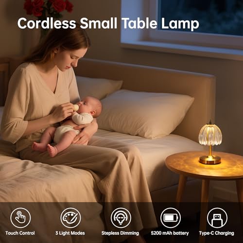 Set of 2 Tulip Table Lamp with 5200mAh Battery & Touch Control (2 Count)