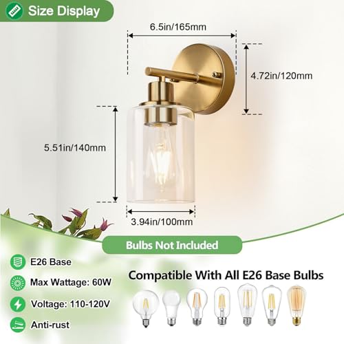 Set of 2 Wall Sconces for Bathroom (2 Count)