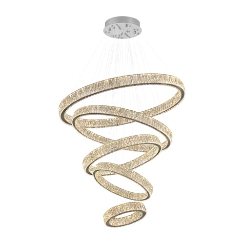 Extra Large 5 Ring Crystal Chandelier High Ceiling Chandeliers for Foyer