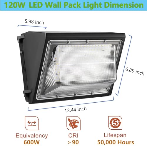 1 10V Dimmable 120W LED Wall Pack Light with Dusk to Dawn Photocell