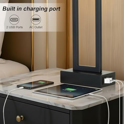 Touch Control Table Lamps with 2 USB Charging Ports & AC Outlets (2 Count)