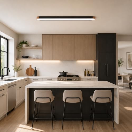 Modern LED Ceiling Light 48 Inch Wood Flush Mount Ceiling Light