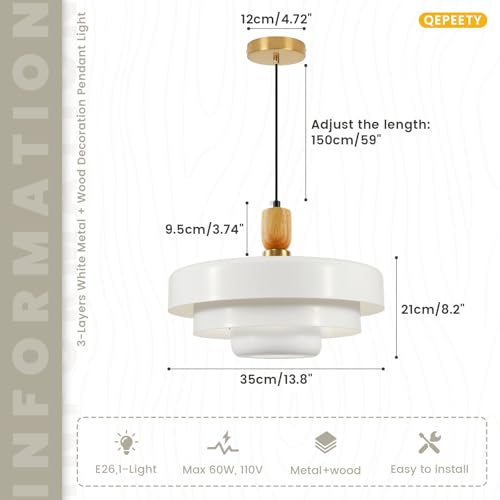 Mid Century Pendant Light Adjustable Hanging Light Fixture