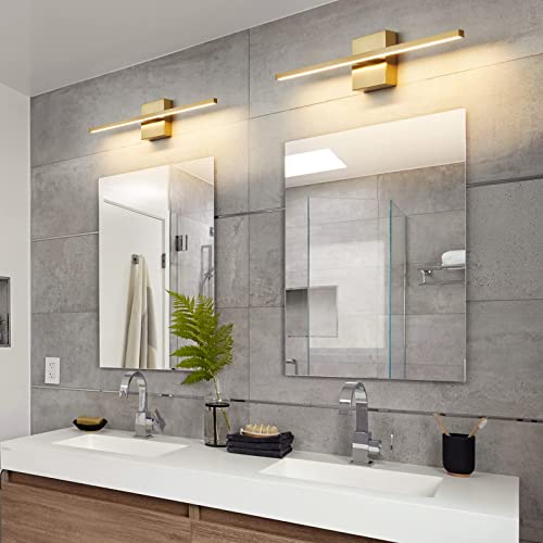 Gold Bathroom Light Fixtures Over Mirror 24 inch 18W LED Vanity Lights for Bathroom Modern Bath Sconces Wall Lighting 3500K Warm Light for Paintings