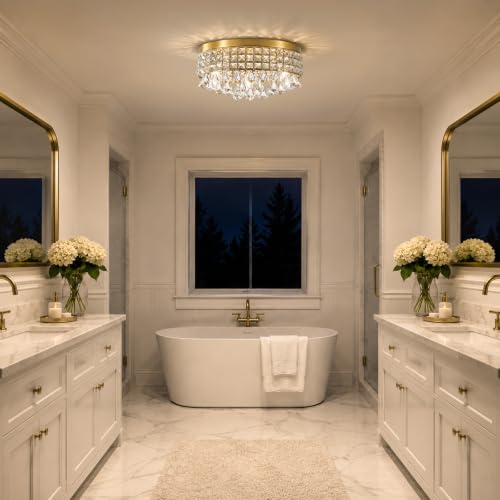 Gold Crystal Flush Ceiling Lights (Elegant Gold)