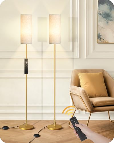 Set of 2 Dimmable Floor Lamps for Living Room with 2 Remotes and Foot Switch (2 Count)
