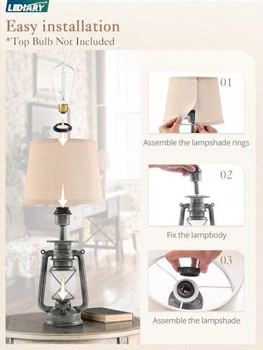 18.72" Sliver LED Lantern Flickering Flame Table Lamps Set of 2 (2 Count)