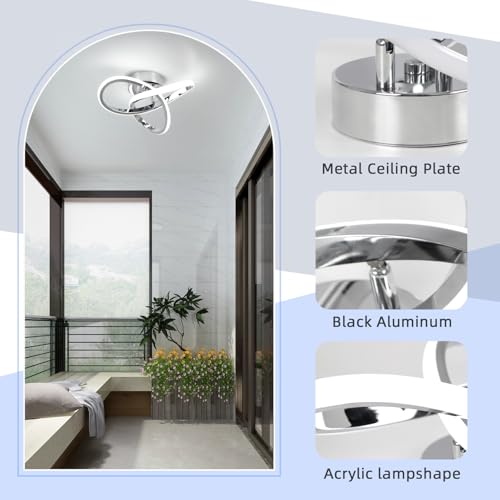 Hallway Light Acrylic Modern LED Ceiling Light Fixtures Cool White 6000K Close to Ceiling Lights for Bedroom