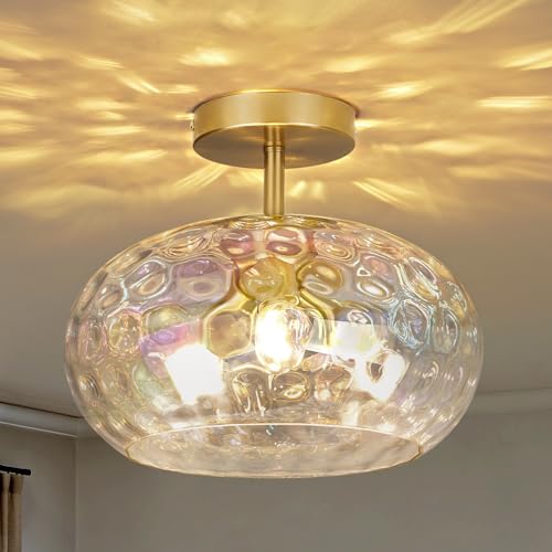12" Vintage Rainbow Glass Ceiling Light
