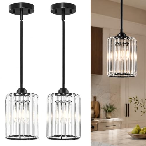 Matte Black Pendant Lights Kitchen Island 2 Pack