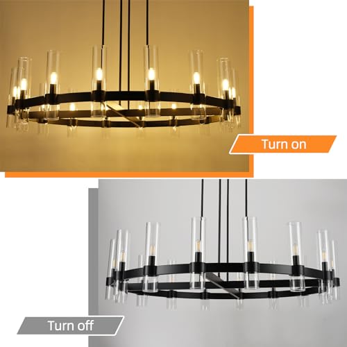 Modern 48" Black Wagon Wheel Chandelier