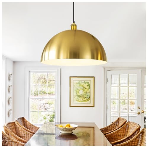 Large Brushed Gold Pendant Light