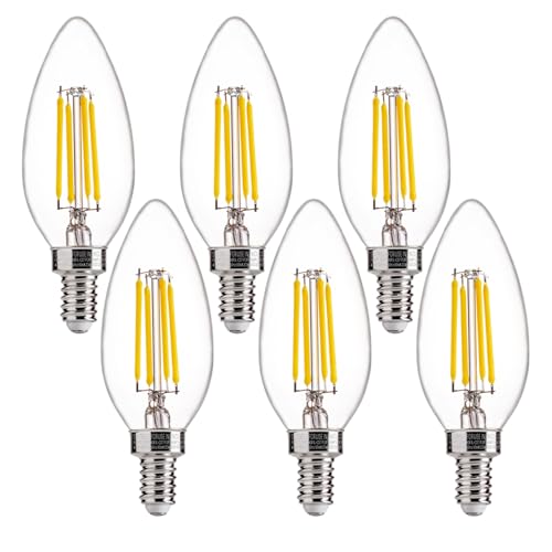 5000K Daylight B10 Dimmable 4W LED E12 Candelabra Bulbs (6 Count)