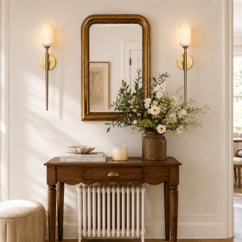 Natural Alabaster Wall Sconce Gold Marble Bathroom Vanity Sconce Dimmable