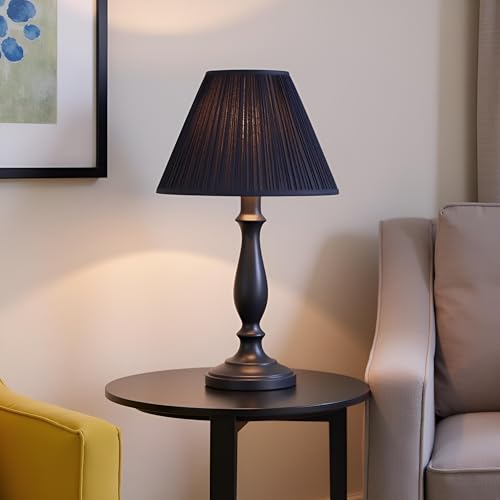 33195 Transitional Hardback Empire Shaped Mushroom Pleated Dark Blue Spider Shade