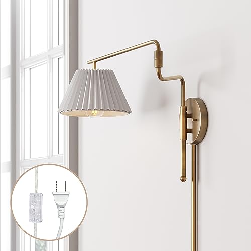 Kai Modern Wall Mounted Plugin Bedside Reading Lamp with Pleated Shade