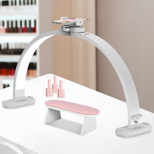 Half Moon Light for Nail Desk with Phone Holder