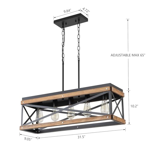 Rustic Farmhouse Wood Kitchen Island Lighting
