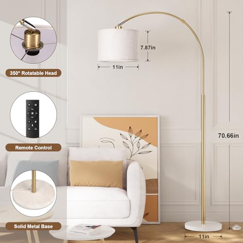 Dimmable Arc Floor Lamp with Remote