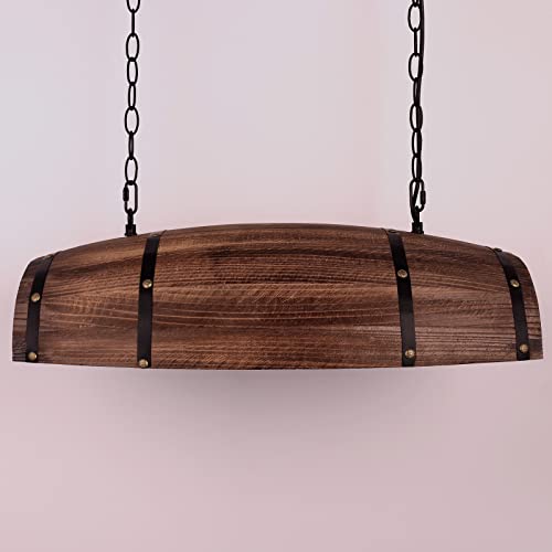 Antique Wood Wine Barrel Pendant Light