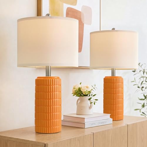 23" Orange Table Lamps Decor for Living Room Set of 2 (2 Count)