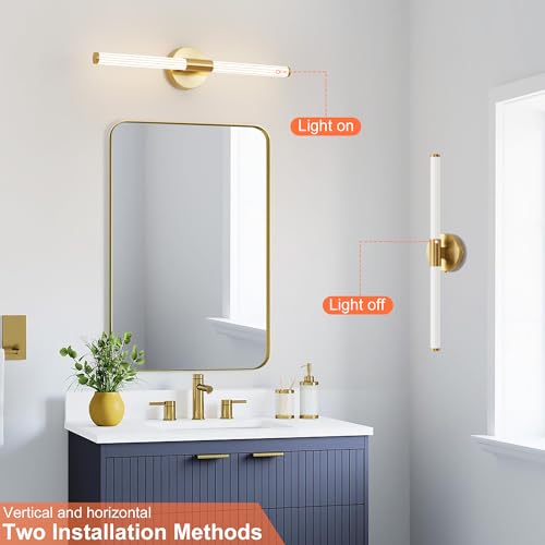 Gold Wall Sconces Set of Two Hardwired LED Vanity Light 23" (2 Count)