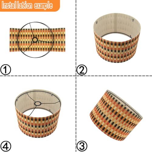 Rustic Pendant lamp shade Art decorative Colorful Grid 13.8x9Inch