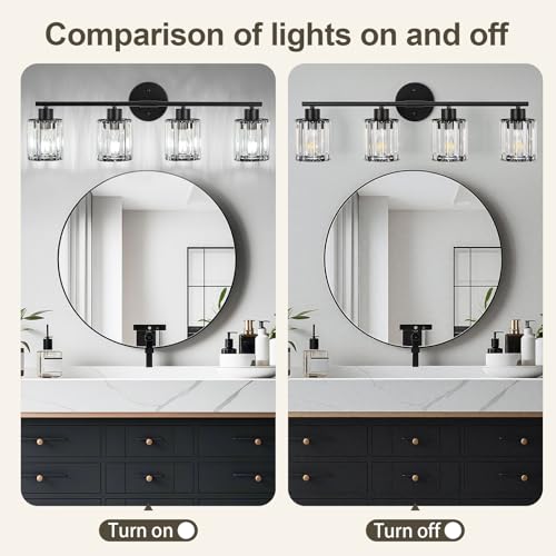 Modern Black Crystal Bathroom Light Fixtures