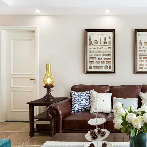 Vintage Table lamp Antique Rustic Farmhouse Desk Lamps Western Victorian Crackled Glass Design Bedside Lamps Living Room Bedroom Studio