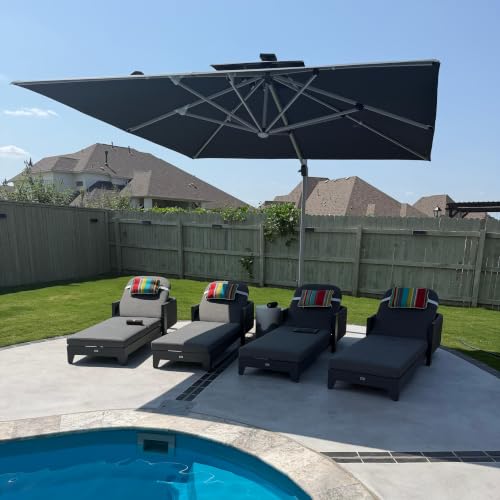 Cantilever Umbrella 11'X11' Double Top Solar LED Light (121 Sq Ft)