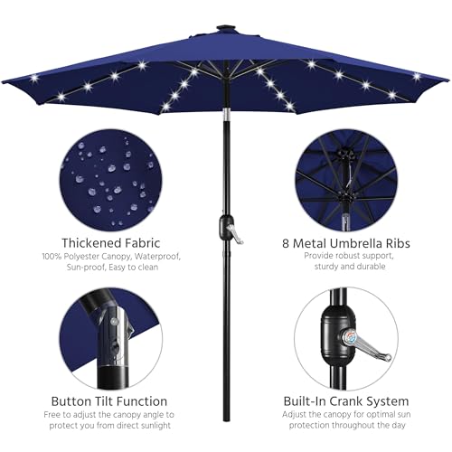 10FT Solar Patio Umbrella w