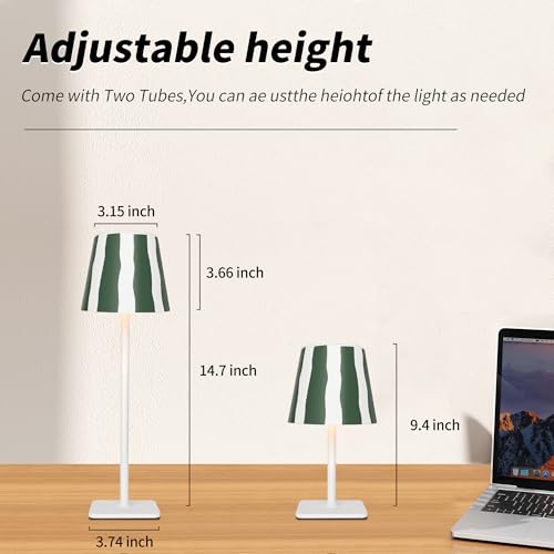 Outdoor Waterproof Cordless Wireless Rechargeable Portable Top Touch Battery Operated Powered LED Table Lamp Desk Lamp Lights for Restaurant Kitchen Patio Dinner Dining