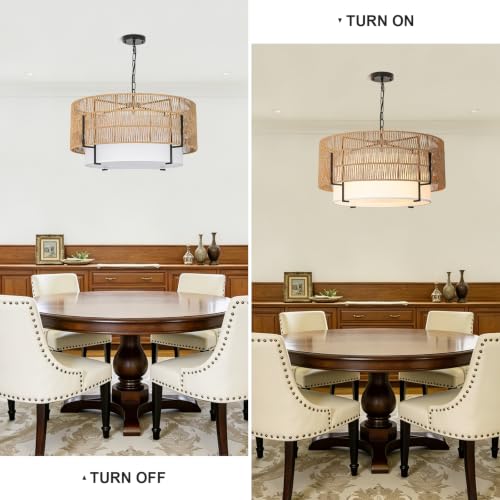 6 Light Large Rattan Chandelier